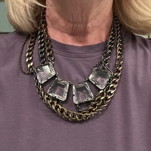 JCrew heavy metal and glass statement necklace